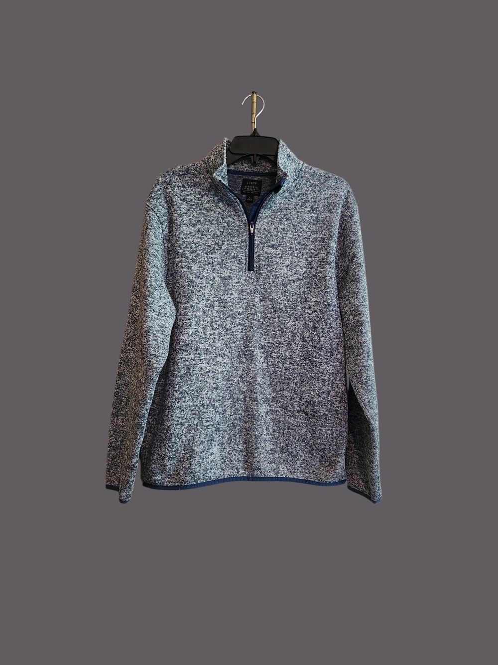 J. Crew Marled Blue and Gray Quarter-Zip Pullover Sweater